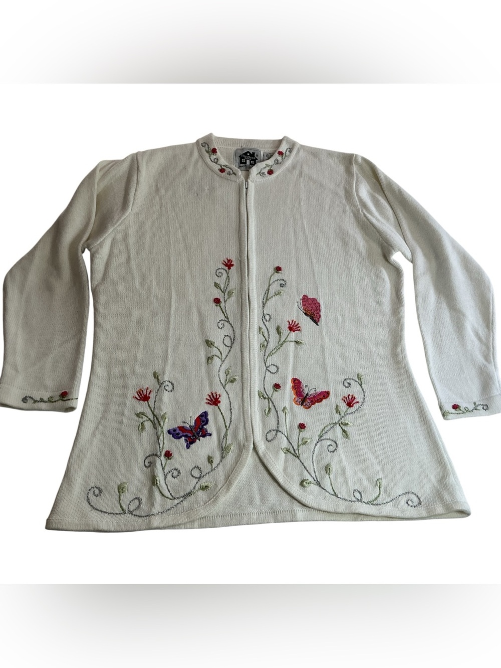 Storybook Knits Garden of Love 2pc Set Large Cream Embroidered Sweater & Tank - Picture 6 of 12